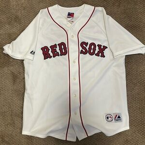 Boston Red Sox Dustin Pedroia Majestic White Home Jersey Mens Large